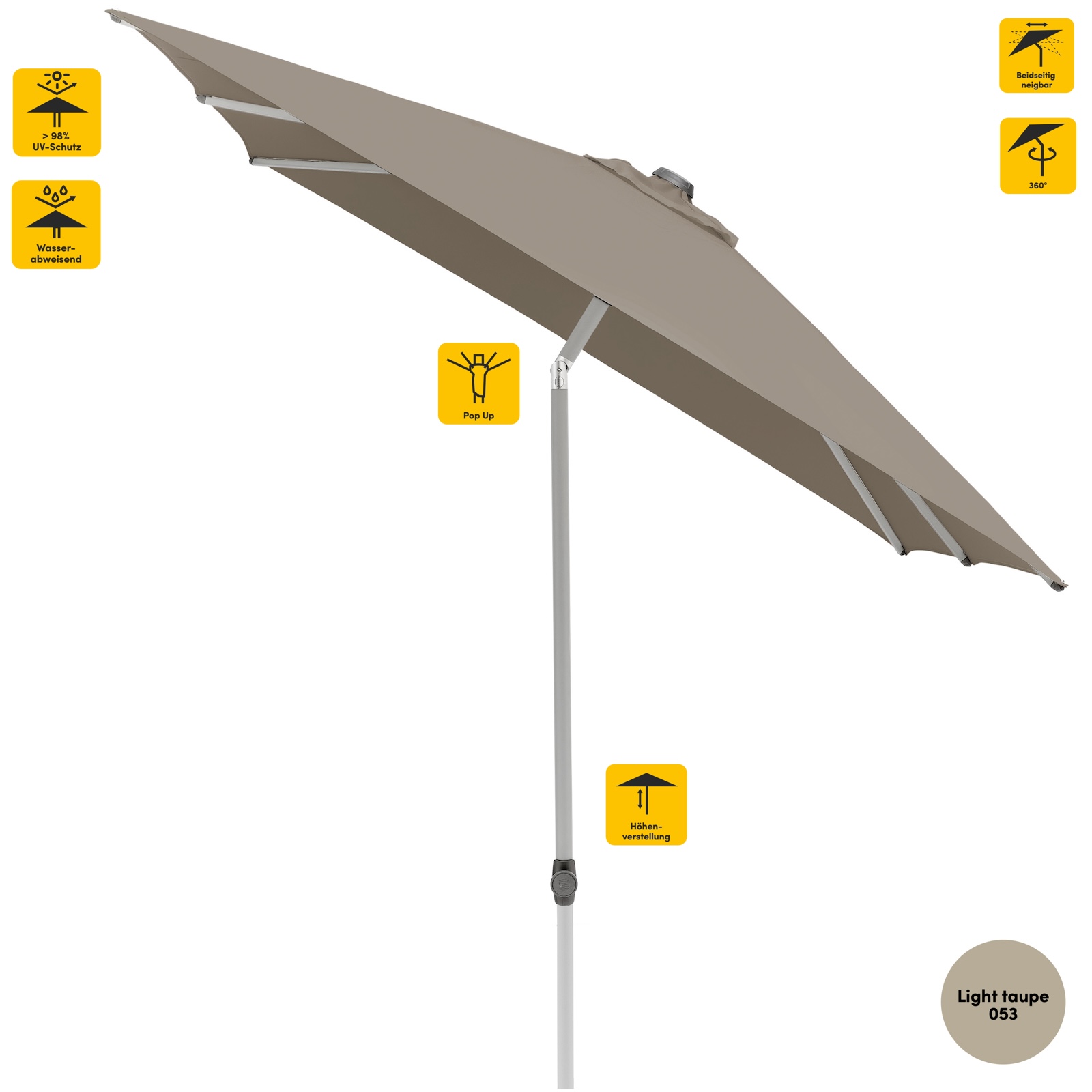 Sonnenschirm SUNCOMFORT® by Glatz Pop Up 250 x 200 cm in Light Taupe 053