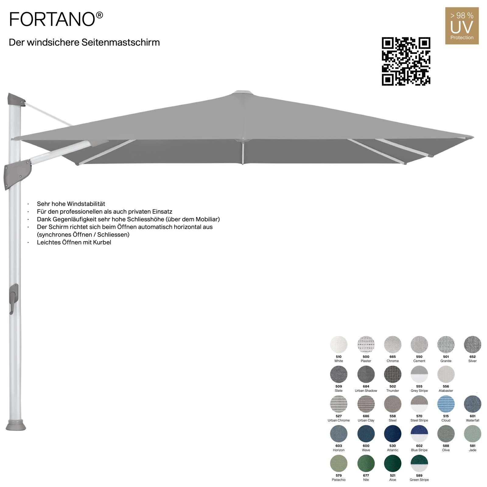 GLATZ Sonnenschirm FORTANO® Ampelschirm 300 x 300 cm 100 % Polyacryl in 27 Farbvarianten