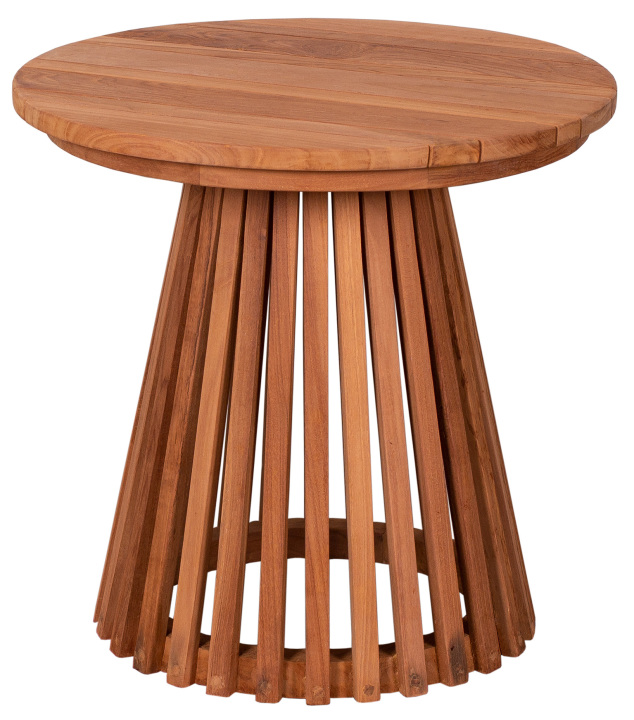 deVries "WOODIE" Beistelltisch Holztisch Lamellen aus Teakholz rund Ø50 x 48 cm