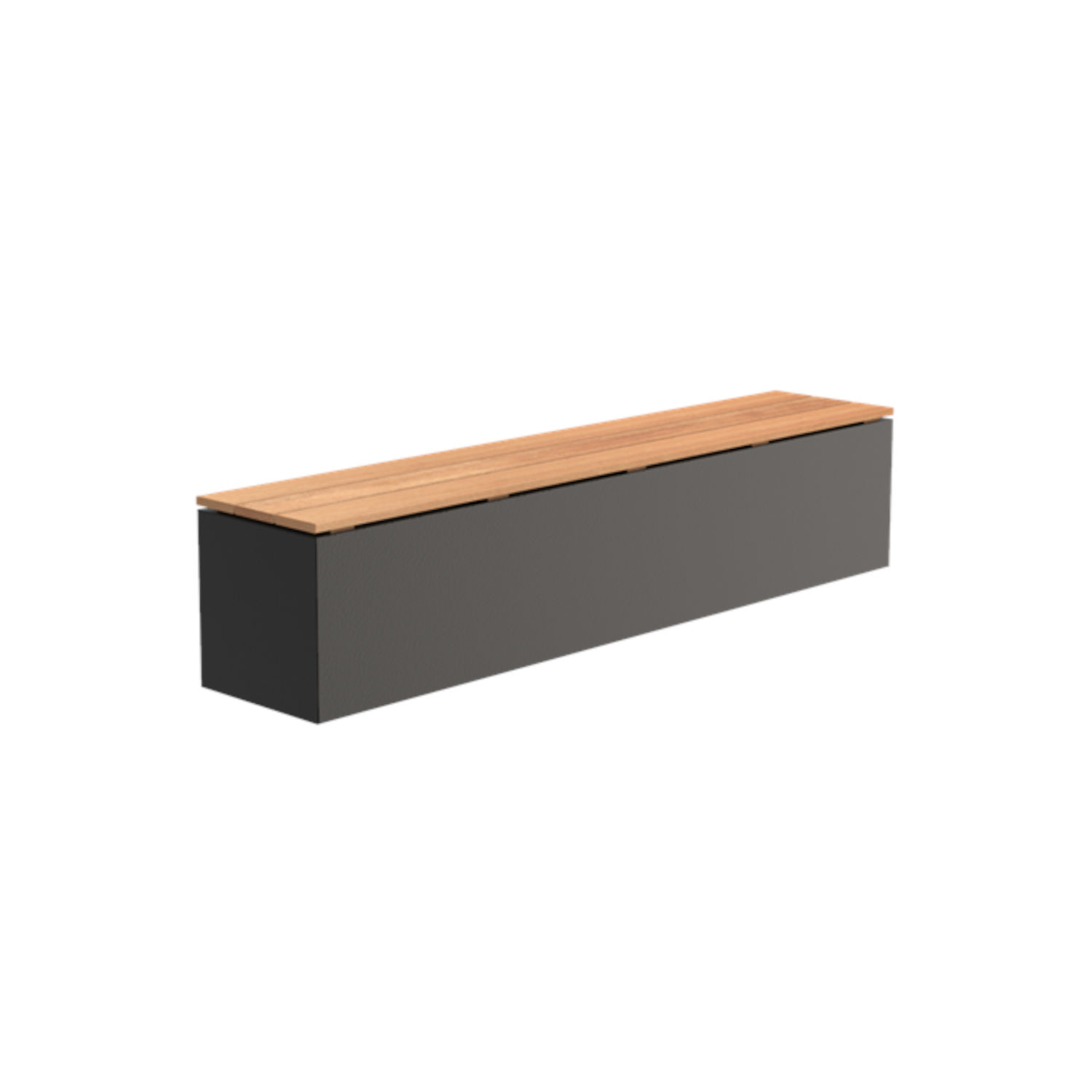 Adezz Sitzbank Sockel mit Sitz Aluminium RAL7021 Hartholz Gartenbank Sitzfläche