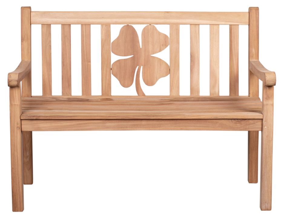 deVries WOODIE Gartenbank aus Teakholz mit eingearbeiteten Kleeblatt 120x60x89 cm
