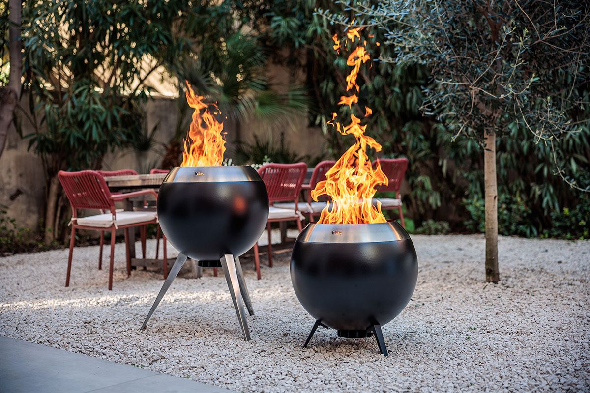 höfats MOON 55 Feuerkorb mit hohem und niedrigem Fuß Ø 54 cm für Brennholz und Pellets 01016