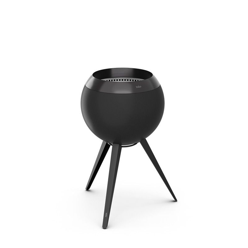 höfats MOON 45 Feuerkorb mit hohem Fuß all black Ø 45 cm für Brennholz und Pellets 00942