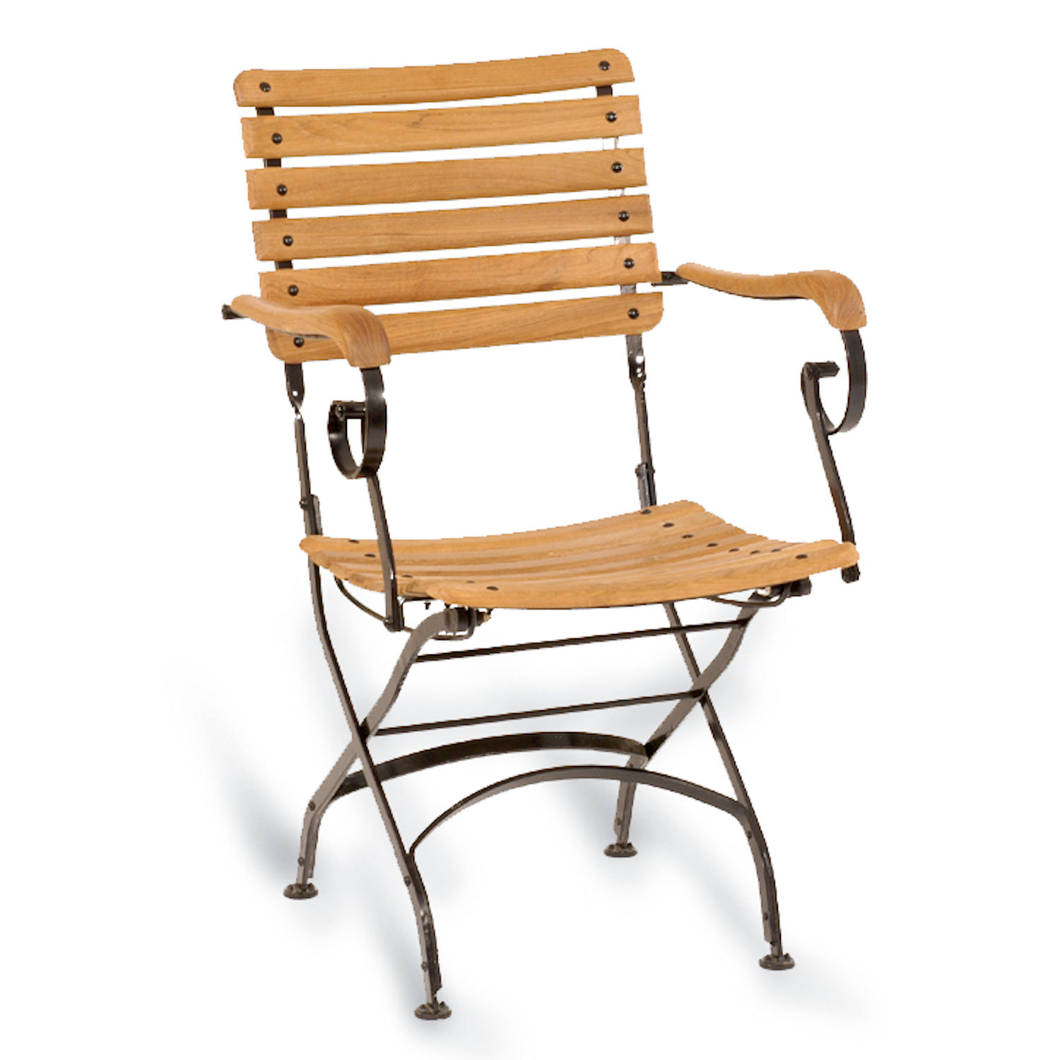 Sonnenpartner 6er-Set Klappsessel Oxford Teakholz und Eisen schwarz Gartenstuhl klappbar