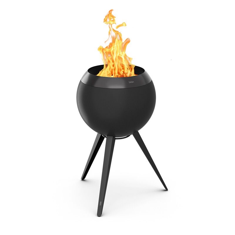höfats MOON 45 Feuerkorb mit hohem Fuß all black Ø 45 cm für Brennholz und Pellets 00942