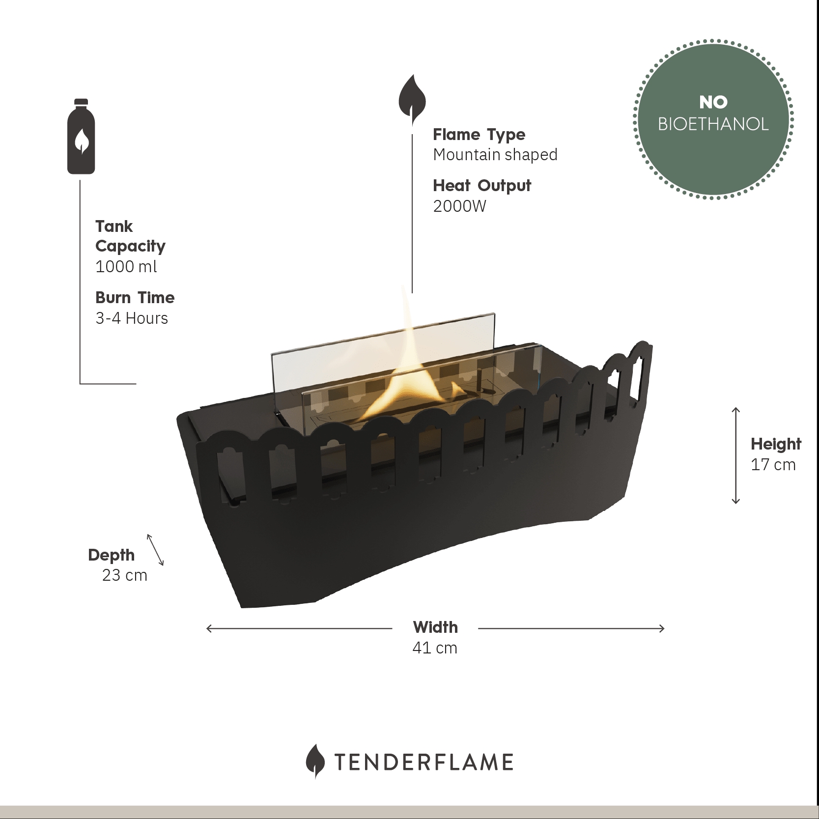 Tenderflame Classic Black Kamineinsatz TF-100133