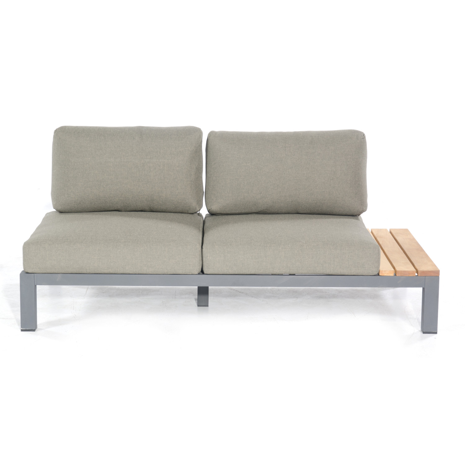 Sonnenpartner Lounge-Eckmodul 2-Sitzer rechts Equila Aluminium/Teakholz mit Kissen anthrazit Lounge-Sessel