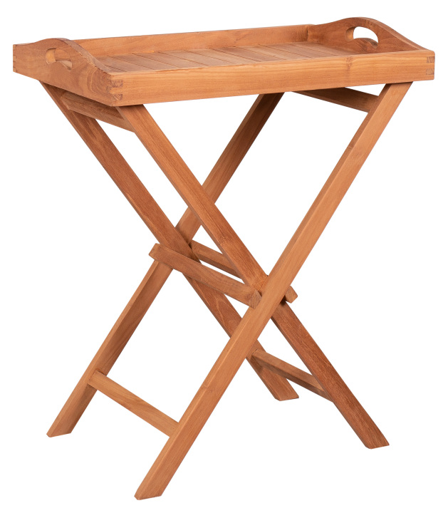 deVries Tablett mit Gestell WOODIE aus Teakholz klappbar Holztablett 40x60x75 cm