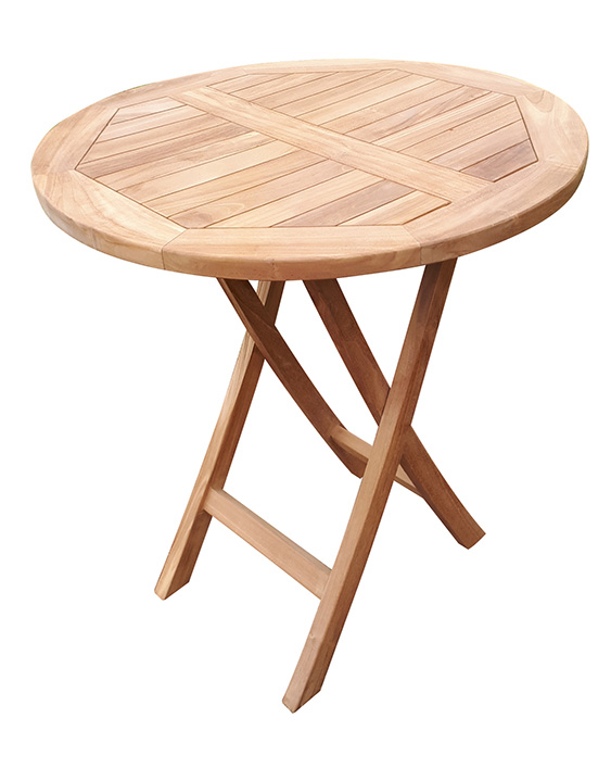 deVries "WOODIE" Klapptisch Holztisch Gartentisch aus Teakholz rund ø70 x 75 cm