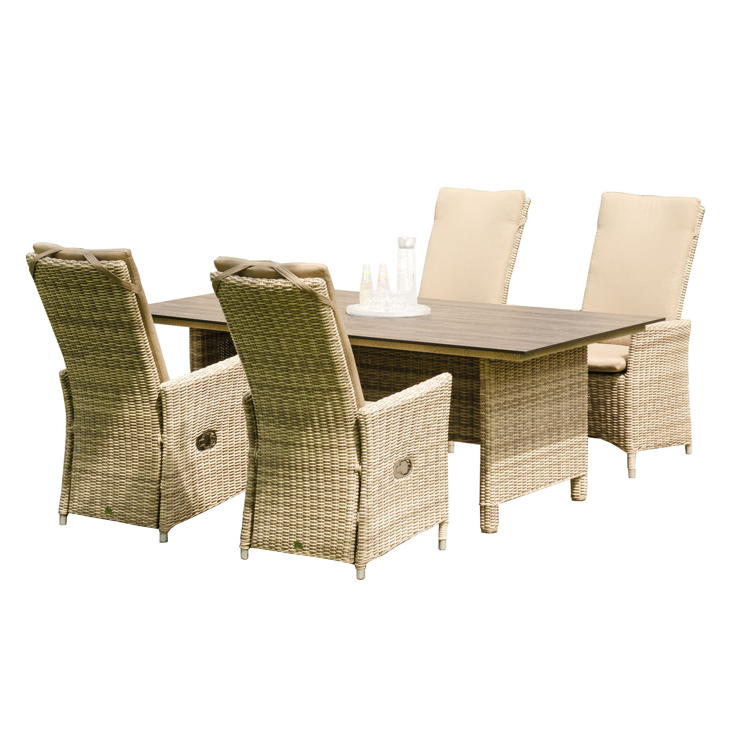 Sonnenpartner Solares 5-teilige Sitzgruppe Base-Polyrattan HPL 160x90 cm white-coral