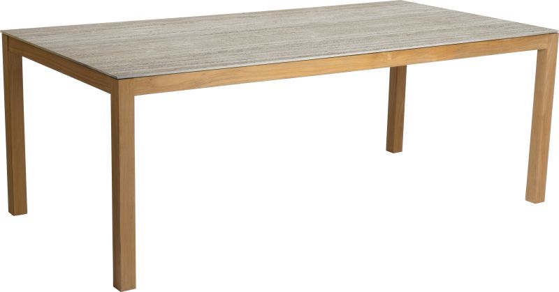 Stern Tisch 200x100 cm Teak Tischplatte Dekton Sediment beige