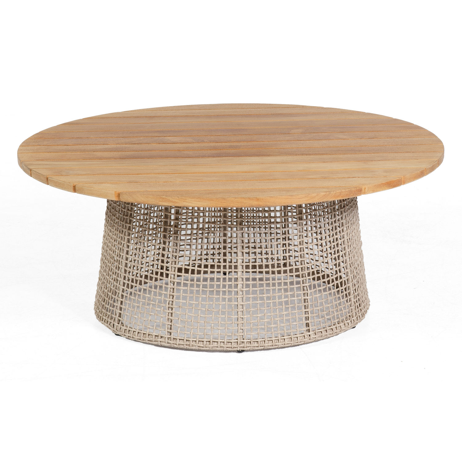 Sonnenpartner Lounge-Tisch Couture Ø 100 cm Teak/Aluminium mit Polyrope white-shell Loungetisch Beistelltisch Sonnenpartner Lounge-Tisch Couture Ø 100 cm Teak/Aluminium mit Polyrope white-shell Loungetisch Beistelltisch