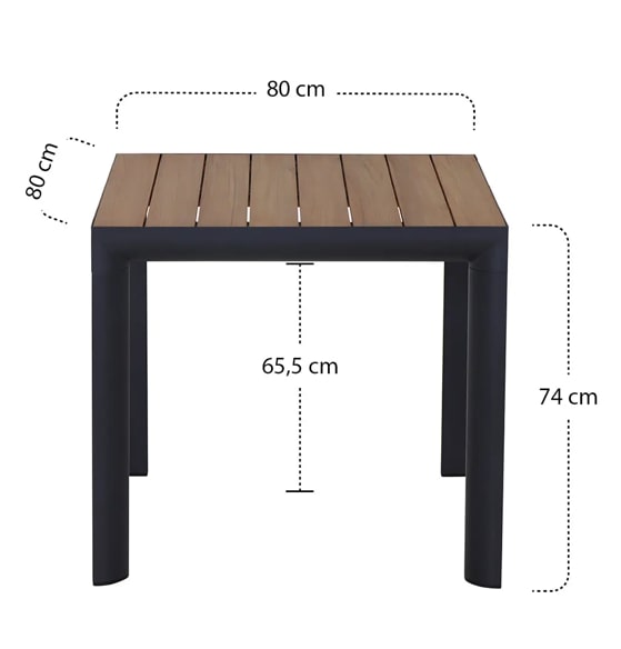 Siena Garden Silva Dining Tisch 80 x 80 cm - Aluminium (matt anthrazit) & FSC-Teak