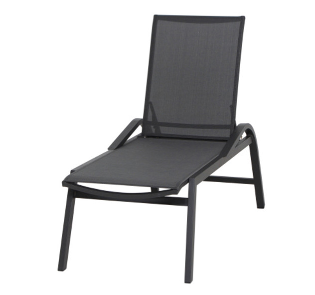 Siena Garden Milos Rollliege Aluminium anthrazit mit Textilbezug schwarz-silber H16694 Sonnenliege