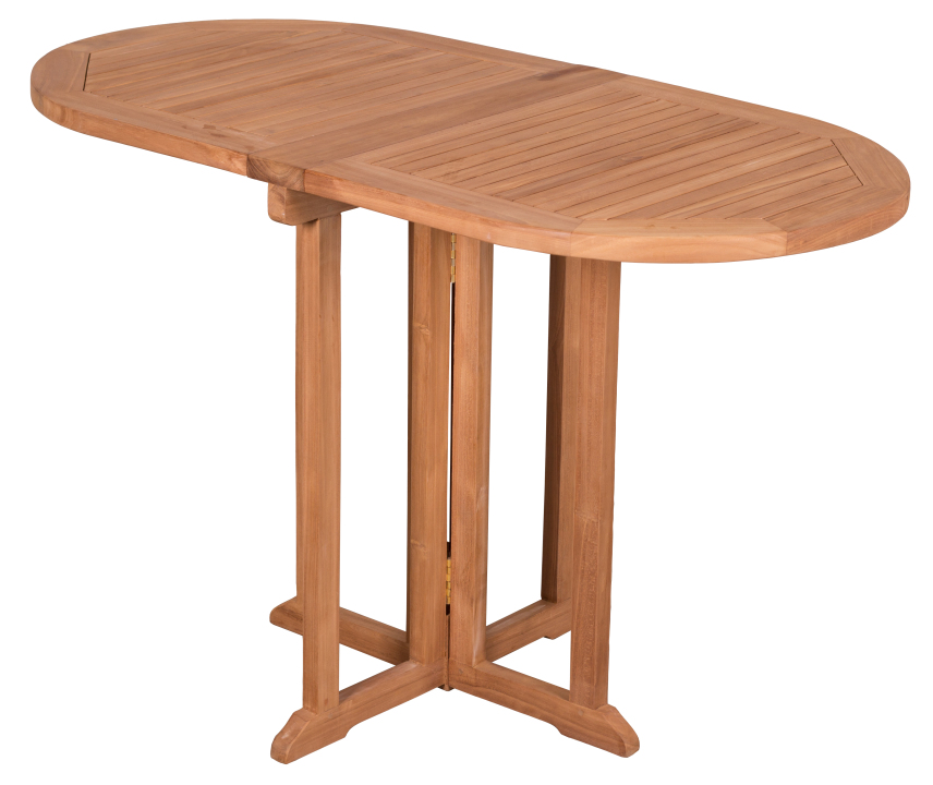 deVries Balkontisch WOODIE aus Teakholz Ovaler Klapptisch Gartentisch 120x60 cm