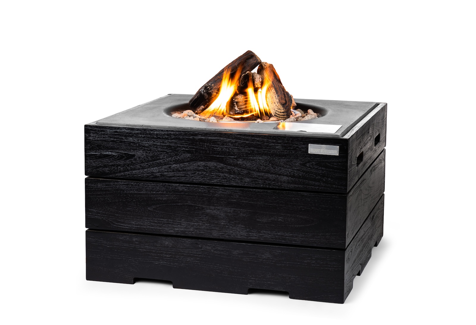 Happy Cocooning Mania Black Teak Grau Feuertisch Quadratisch 19,5 kW 76x76x46 Happy Cocooning Mania Black Teak Grau Feuertisch Quadratisch 19,5 kW 76x76x46