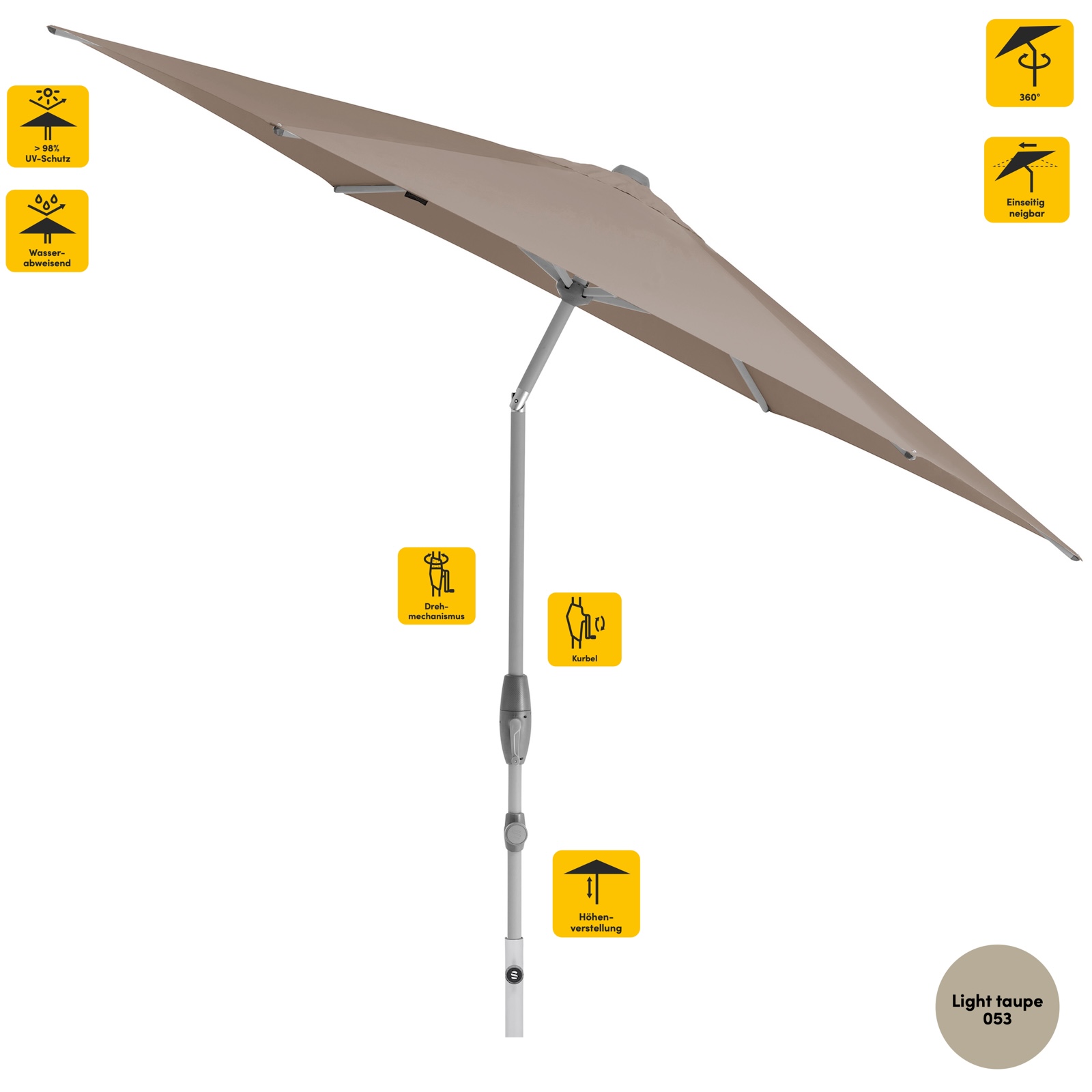 Sonnenschirm SUNCOMFORT® by Glatz Shell Turn rund ø 330 cm in Light Taupe 053