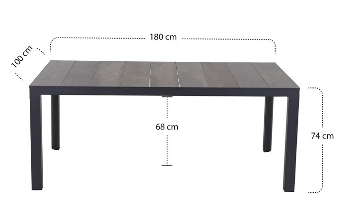 Siena Garden Silva Dining Tisch 180x100 cm – Aluminium (matt anthrazit) & Keramikplatte (wood grey)