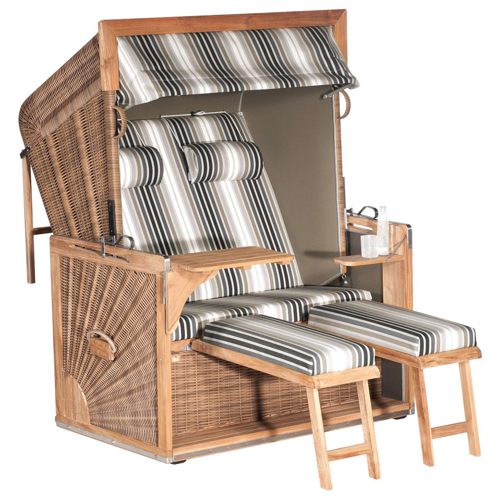 Sonnenpartner Admiral Teak 2-Sitzer XL Strandkorb 3/4-Liegemodell antik braun Sonnenpartner Admiral Teak 2-Sitzer XL Strandkorb 3/4-Liegemodell antik braun