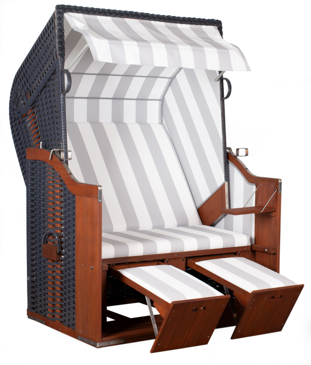 deVries Strandkorb "Profi Ostsee POEL" PVC anthrazit Des. 989, Größe 124 x 87 x 159 cm deVries Strandkorb "Profi Ostsee POEL" PVC anthrazit Des. 989, Größe 124 x 87 x 159 cm