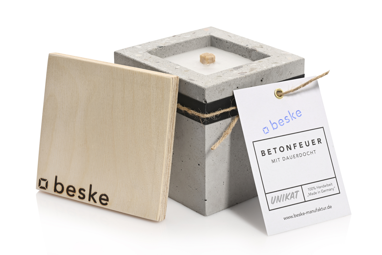 Betonfeuer Pico Tischfeuer Garten-Fackel Outdoor-Kerze mit Dauerdocht inkl. Löschbrett