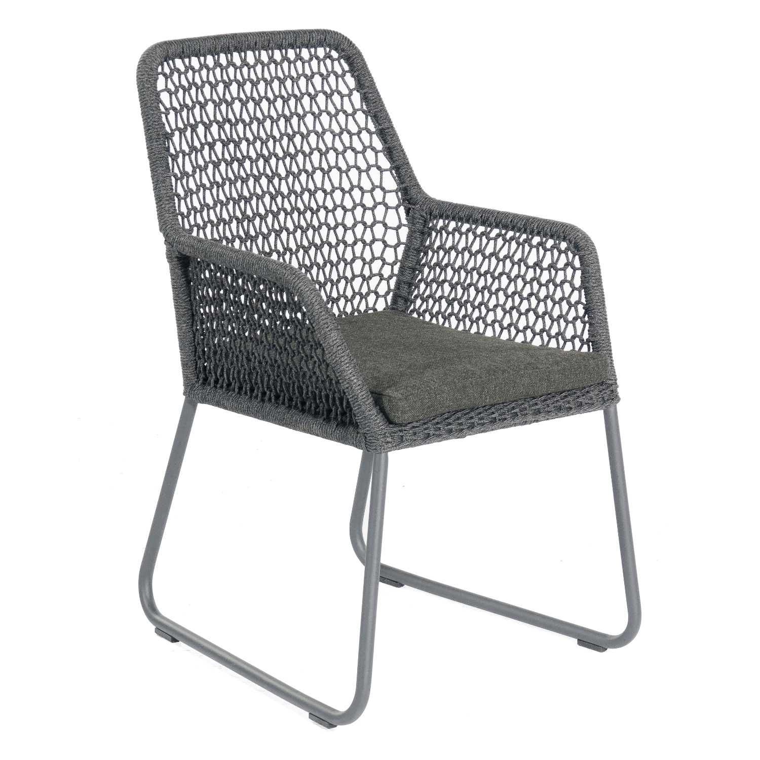 Sonnenpartner 6er-Set Gartensessel Poison Aluminium mit Polyrope dunkelgrau Gartenstuhl Sessel
