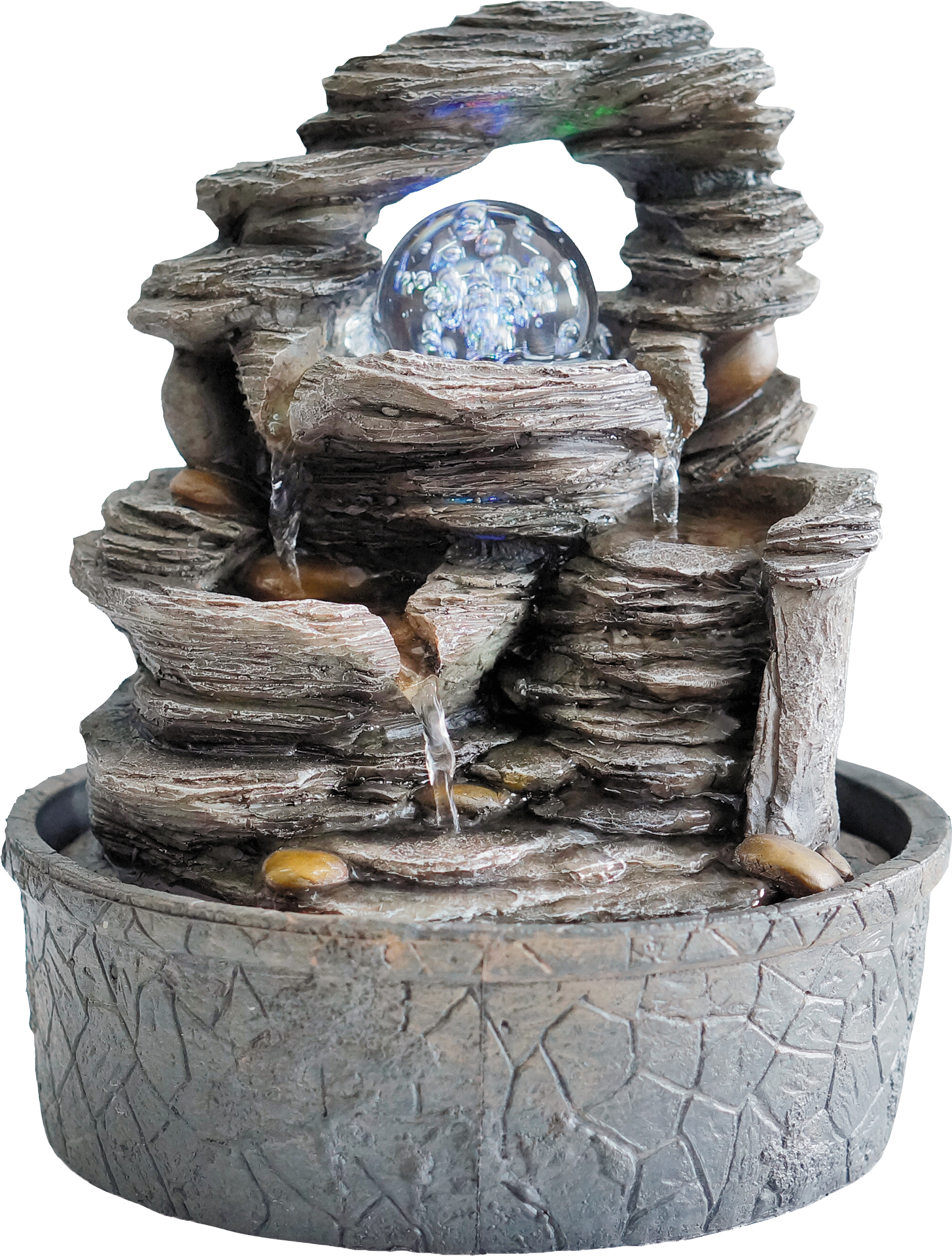 Granimex Hiroto Raumbrunnen inkl. Glaskugel Pumpe und LED-Beleuchtung Wasserspiel H25 x D21cm Granimex Hiroto Raumbrunnen inkl. Glaskugel Pumpe und LED-Beleuchtung Wasserspiel H25 x D21cm