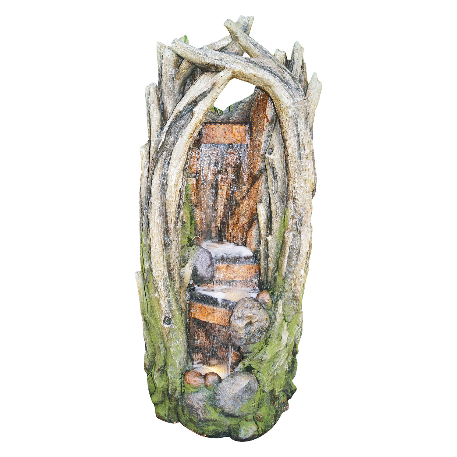 Granimex Monic Polystone Eck-Wasserfall mit Pumpe und LED-Beleuchtung Zierbrunnen Wasserspiel 151x66x60 cm