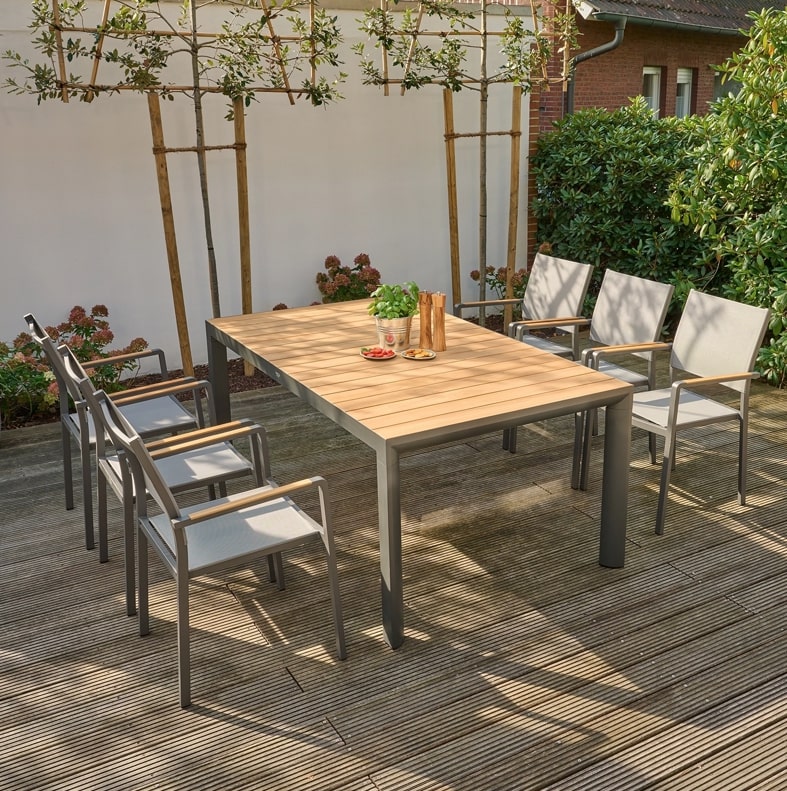 Siena Garden Silva Dining Tisch 180 x 100 cm - Aluminium (matt anthrazit)& FSC-Teak