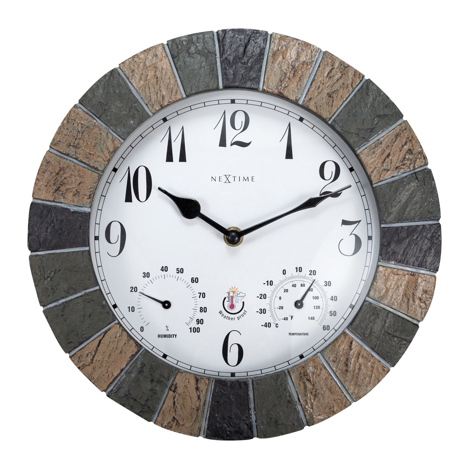 NeXtime Wanduhr Aster Polyresin Ø 26 cm Innen/Außen Hygro-/Thermometer NeXtime Wanduhr Aster Polyresin Ø 26 cm Innen/Außen Hygro-/Thermometer