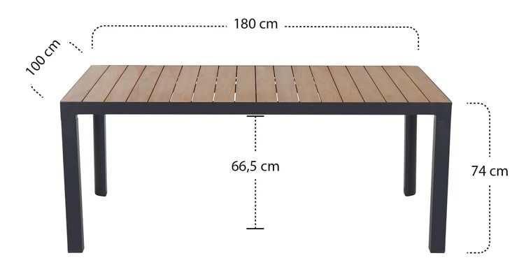 Siena Garden Silva Dining Tisch 220 x 100cm - Aluminium (matt anthrazit) & FSC-Teak