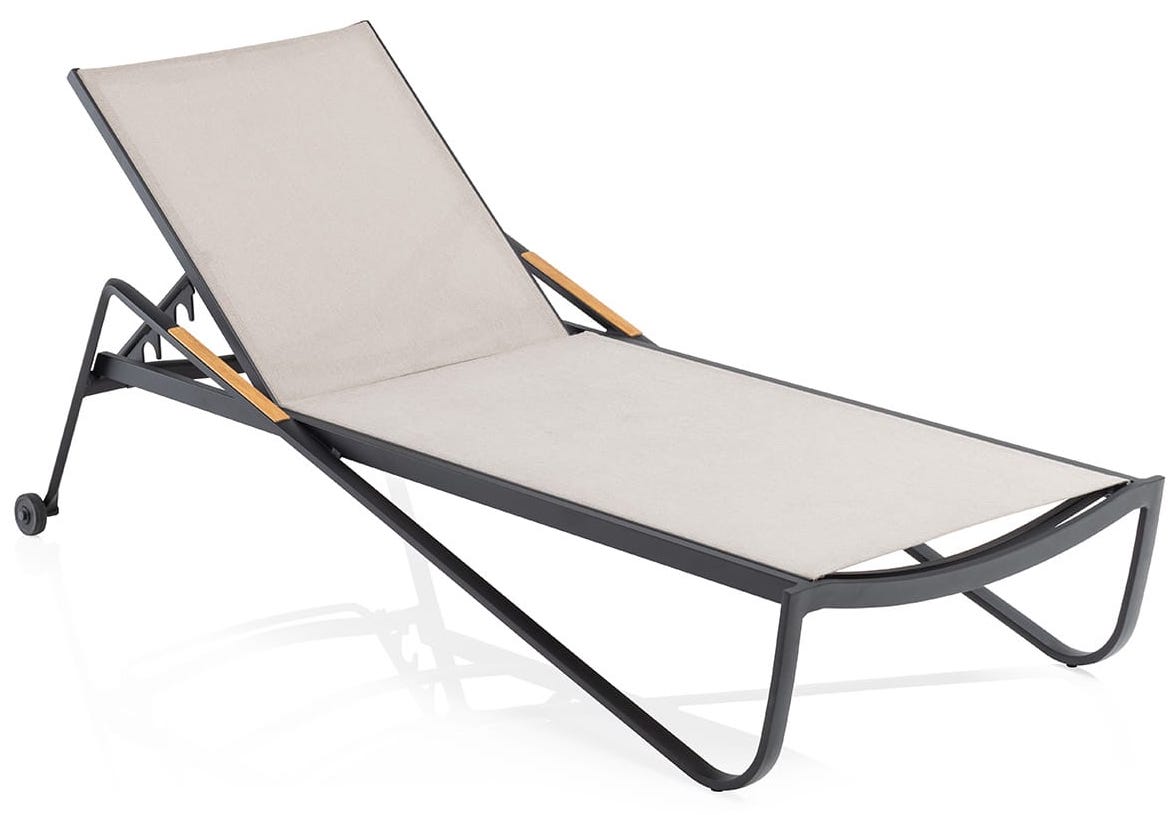 Kettler-Queens Stapelliege mit Armlehnen aus Teak-Holz, schwarz matt/Dublin