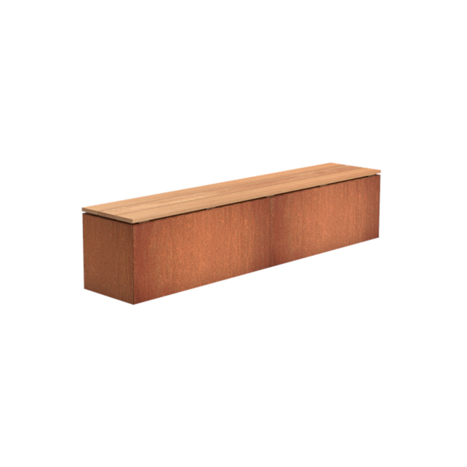 Adezz Sitzbank Sockel mit Sitz Corten-Stahl Hartholz Bank Gartenbank Sitzfläche
