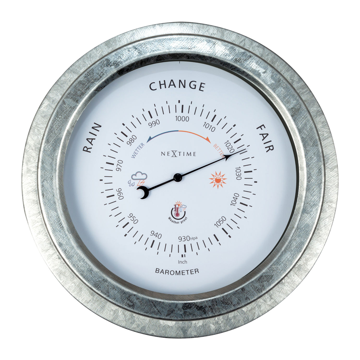 NeXtime Wand-Barometer Orchid Metall silber Ø 22 cm für Innen und Außen NeXtime Wand-Barometer Orchid Metall silber Ø 22 cm für Innen und Außen