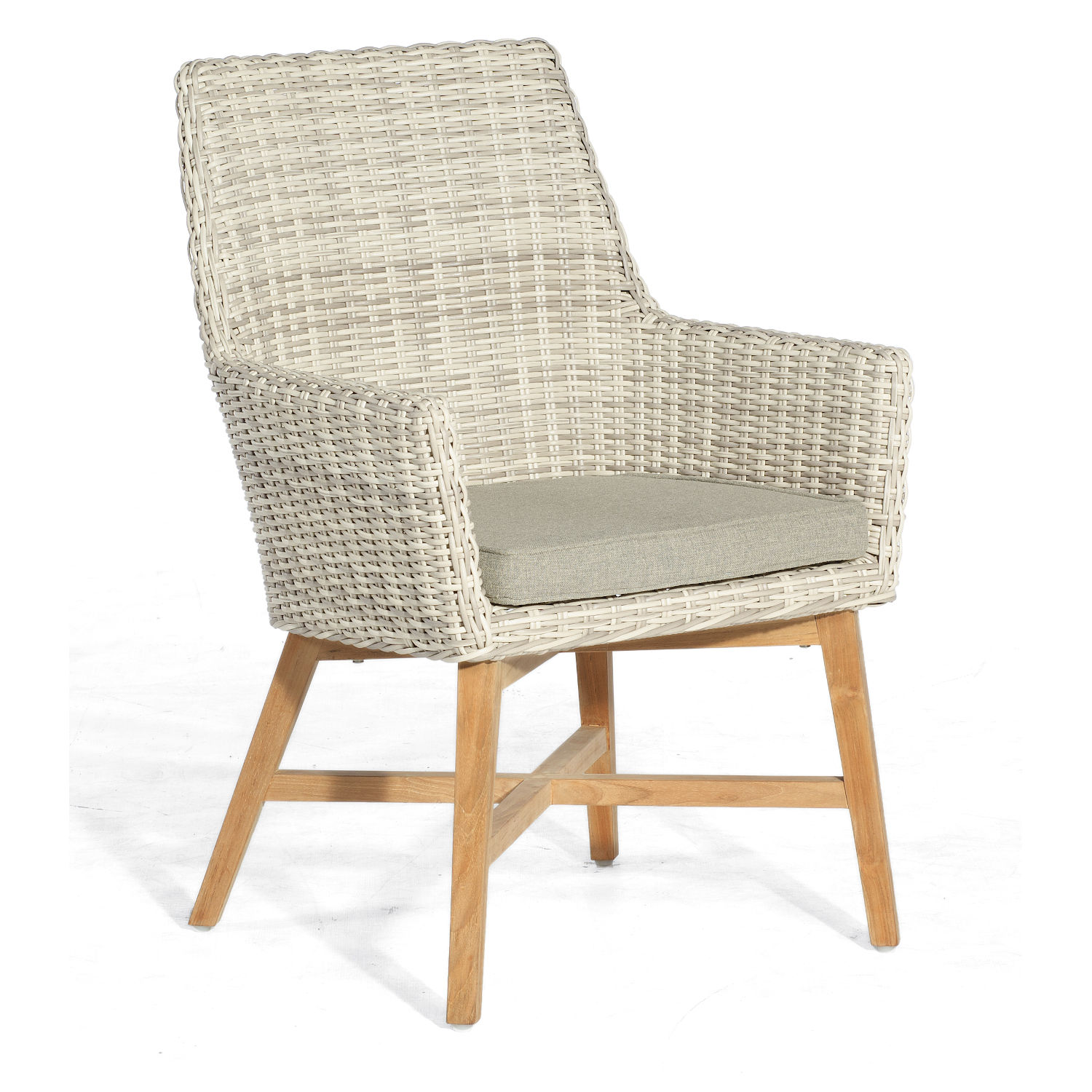 Sonnenpartner Garten-Sessel Helios white-coral Gartenstuhl Alu/Teakholz/Polyrattan