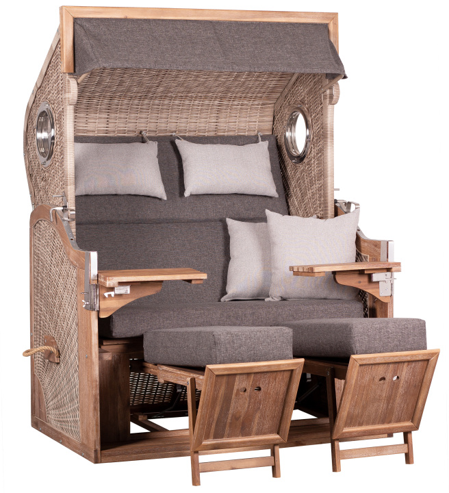 TRENDY by deVries Strandkorb "TRENDY PURE GREENLINE 175XL" PE ant. wh. Des. 753, Größe 135 x 90 x 165 cm