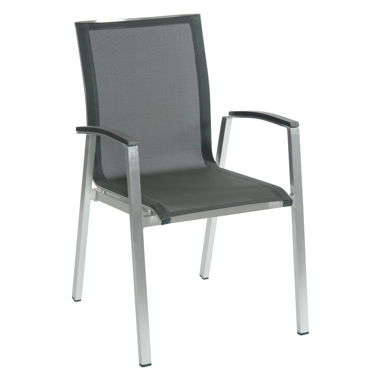 Inko Stapelsessel Ancona Stapelstuhl Alu gebürstet/Textilene dark grey 56,5x63x89cm