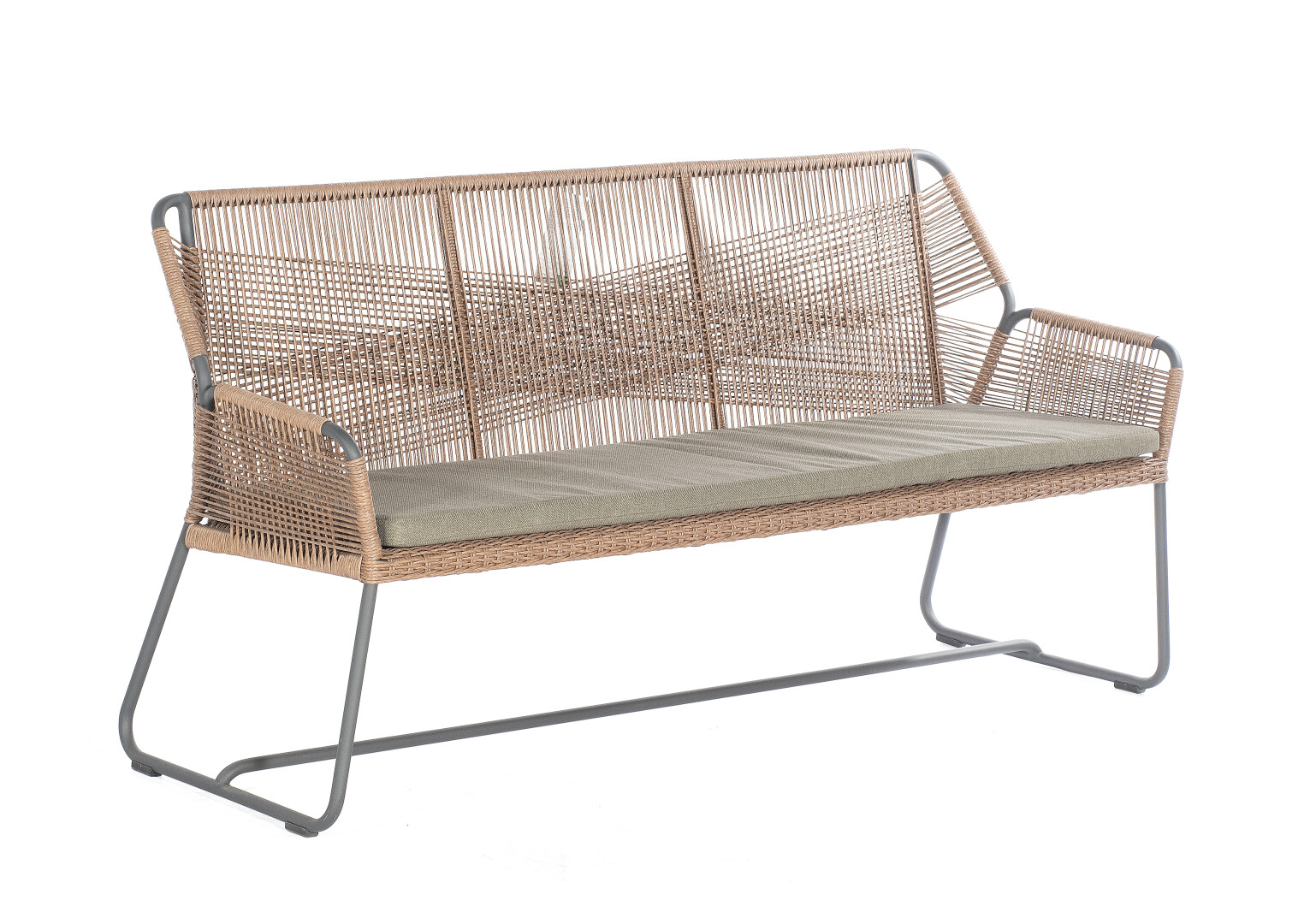 Sonnenpartner Bank 3-Sitzer Observer Alu/PE-Kunstoffgeflecht natural honey, inkl. Sitzkissen Copacabana 160