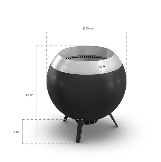höfats MOON 55 Feuerkorb mit niedrigem Fuß Ø 54 cm für Brennholz und Pellets 01015