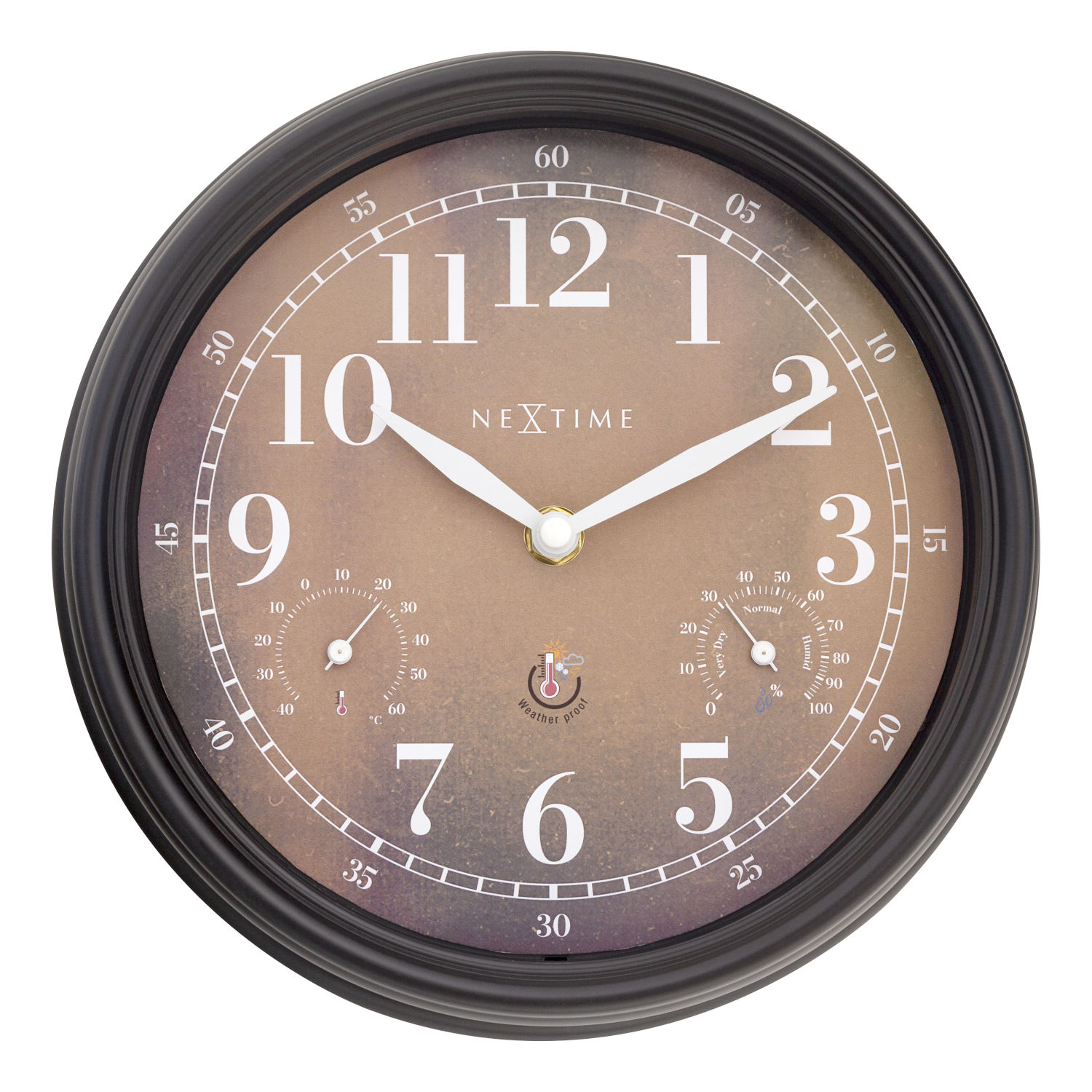 NeXtime Wanduhr Jasmine Kunststoff schwarz Ø 23,5 cm Hygro-/Thermometer NeXtime Wanduhr Jasmine Kunststoff schwarz Ø 23,5 cm Hygro-/Thermometer