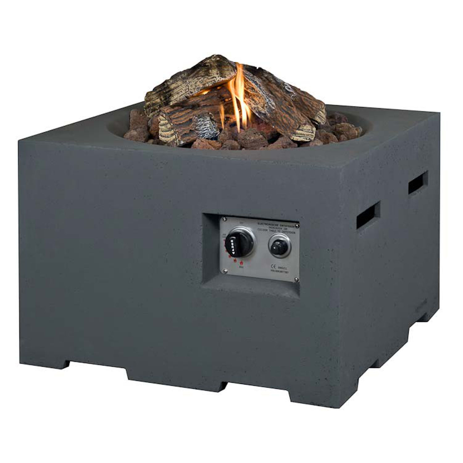 Happy Cocooning Mania Feuertisch grau 19,5 kW Feuerstelle inkl. 5kg Lavasteine
