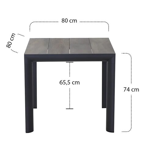 Siena Garden Silva Dining Tisch 80x80cm – Aluminium (matt anthrazit) & Keramikplatte (washed grey)