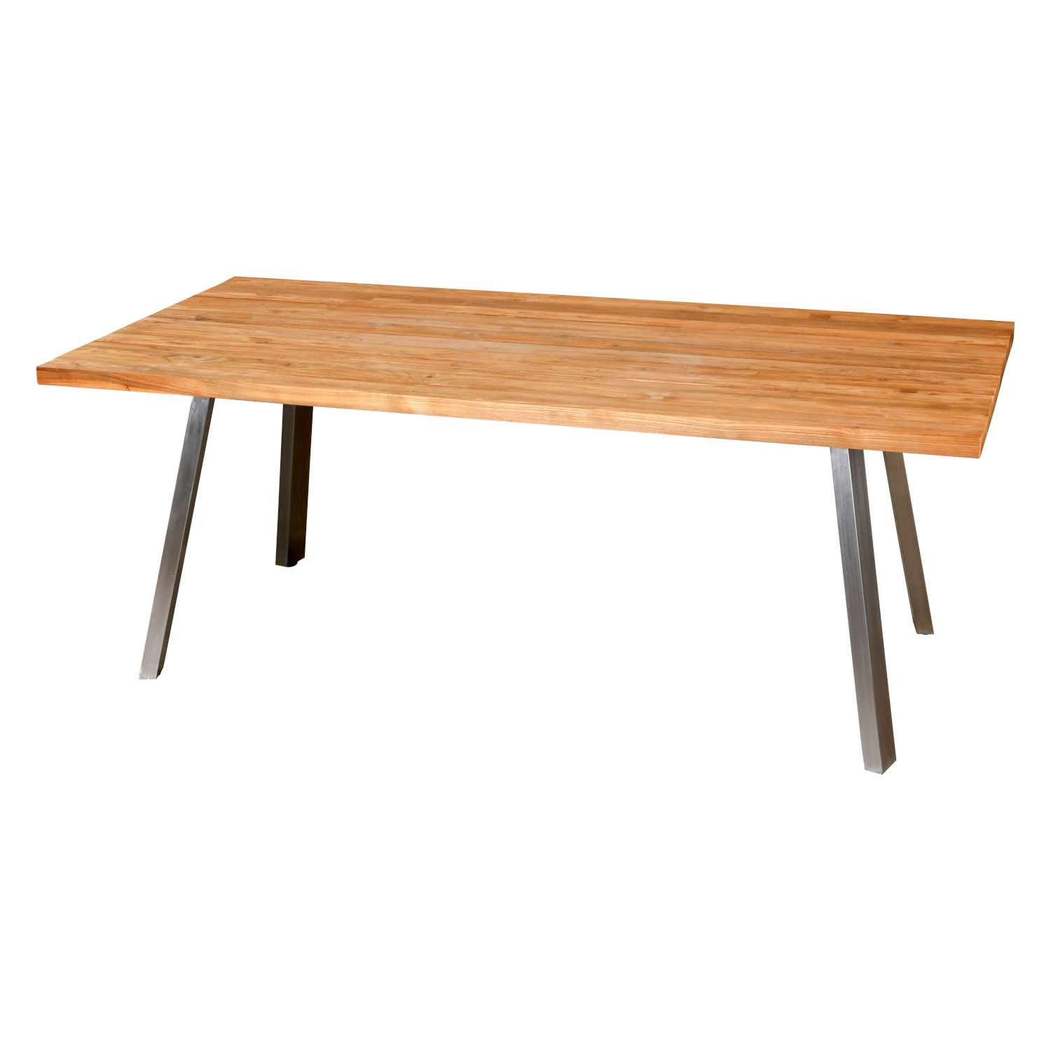 Inko Sitzgruppe Varuna Edelstahl/Kordel/Teak 200x100 cm Tisch mit Stapelsesseln