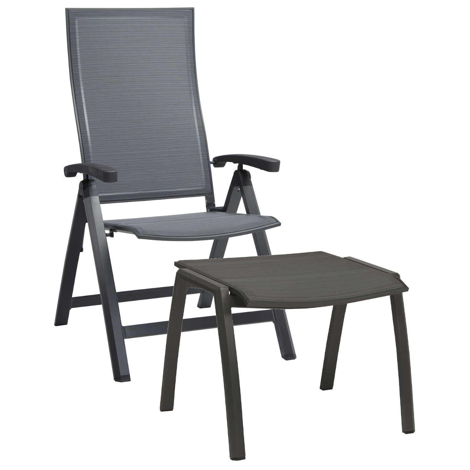 Stern Klappsessel Kari mit Fußhocker Aluminium anthrazit/Textilen karbon Gartenstuhl Hochlehner