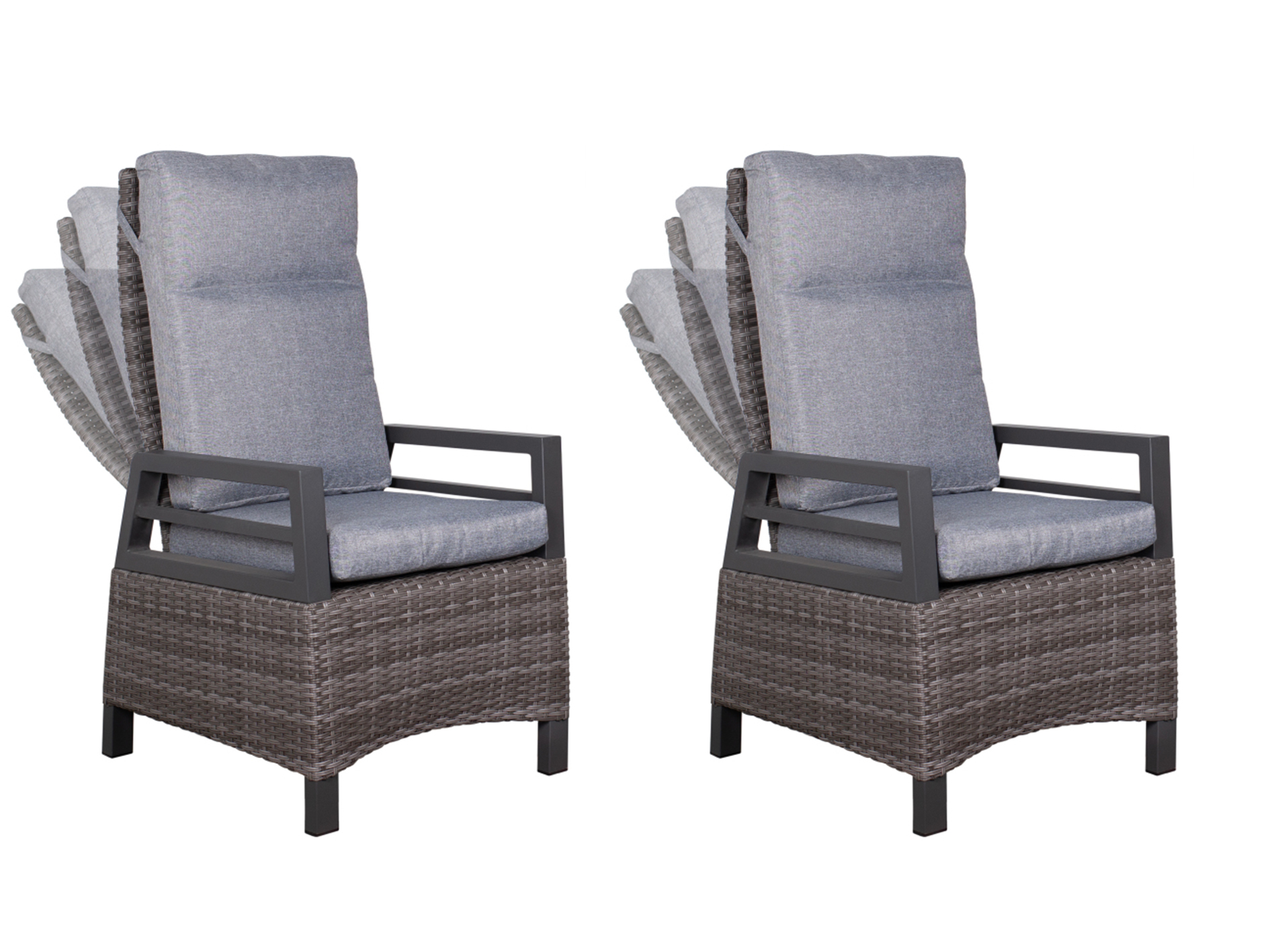 deVries 2x "MONTANA" Dining/Relax-Sessel Gartenstuhl 60 x 67 x 109 cm grau