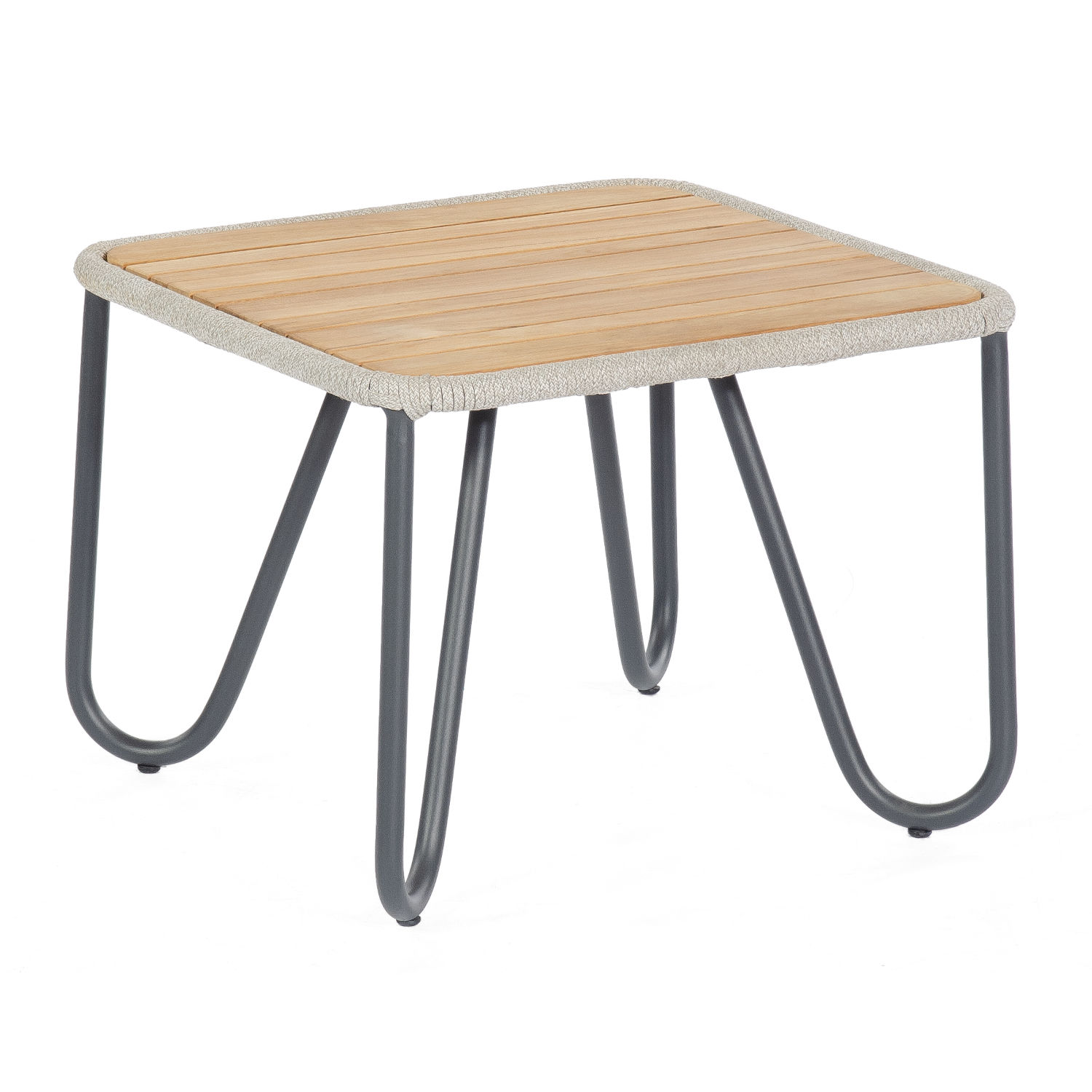 Sonnenpartner Charité Loungetisch silbergrau 60x60 cm Alu/Teakholz/Polyrope Sonnenpartner Charité Loungetisch silbergrau 60x60 cm Alu/Teakholz/Polyrope
