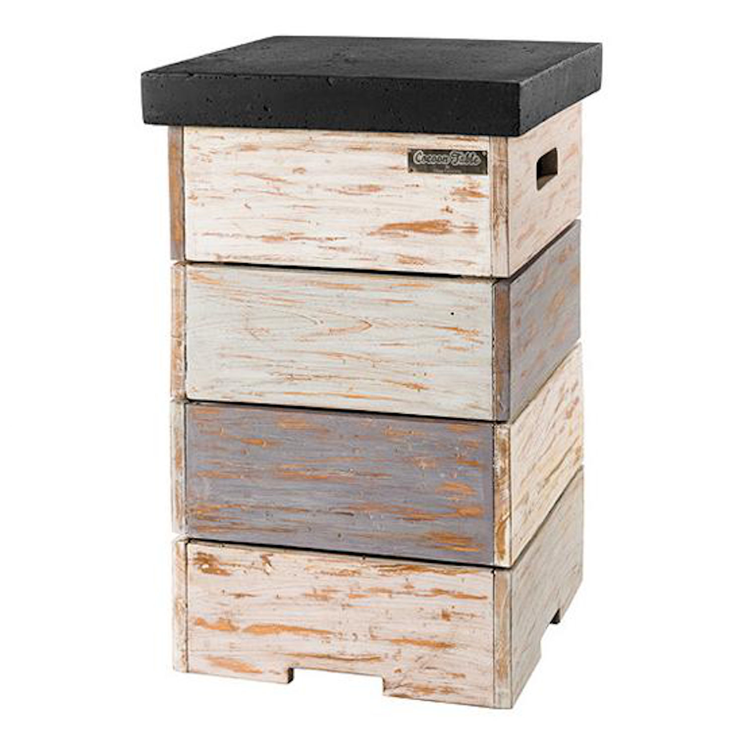 Happy Cocooning Mania Feuertisch Komplettset 19,5 kW quadratisch groß 76x76x46 cm Teakholz Nice&Nasty/schwarz