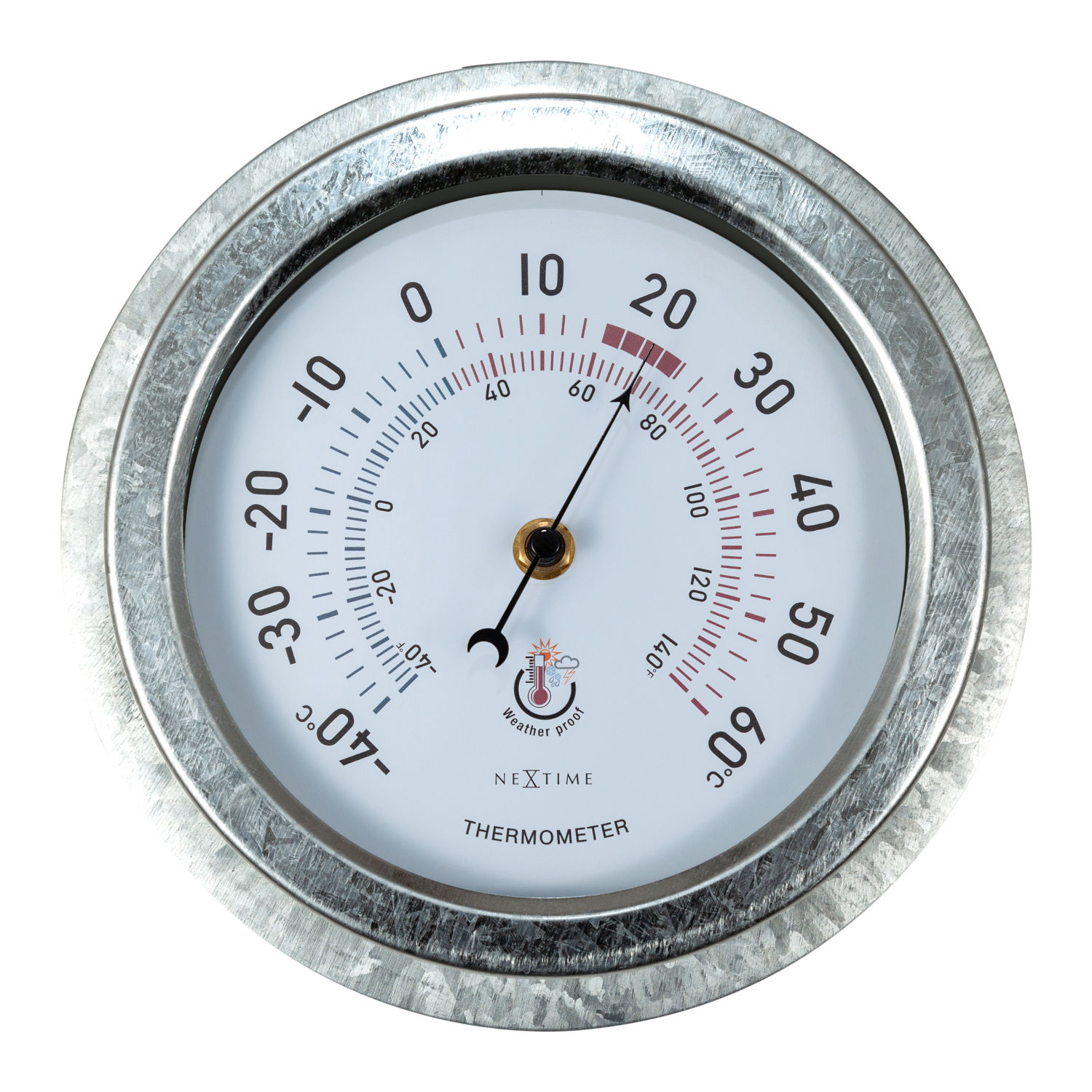 NeXtime Wand-Thermometer Lily Metall silber Ø 22 cm für Innen und Außen NeXtime Wand-Thermometer Lily Metall silber Ø 22 cm für Innen und Außen
