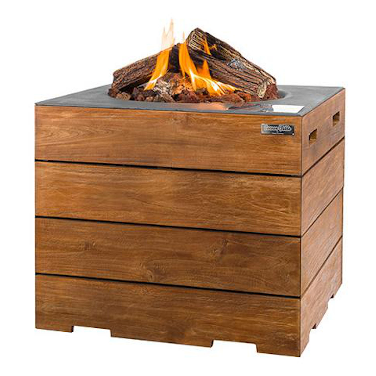 Happy Cocooning Mania Lounge&Dining Feuertisch Teakholz/grau quadratisch 19,5 kW