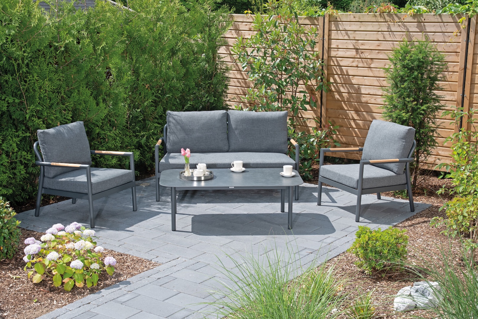 Sonnenpartner DIAMOND Lounge-Set Sitzgruppe mit Tisch Garten Lounge anthrazit